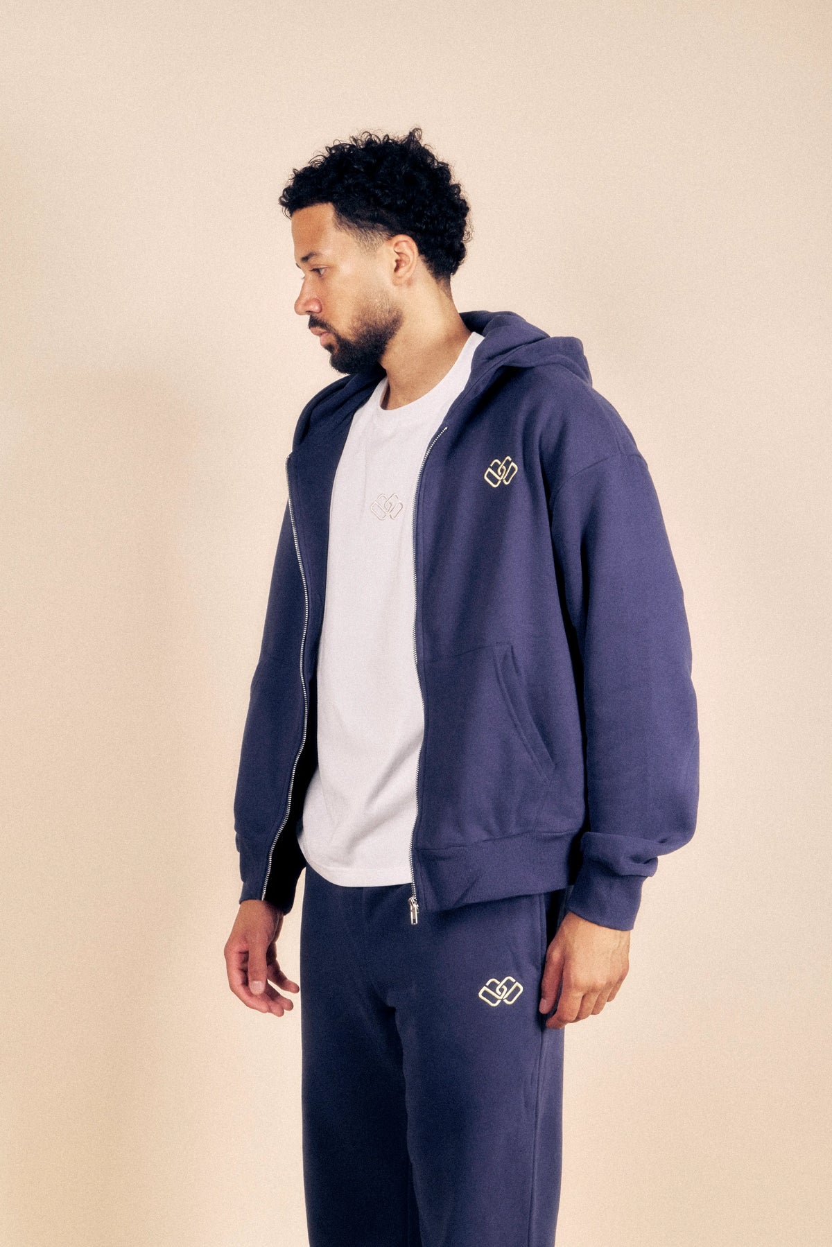 Starrko vlootblou rits-hoodie