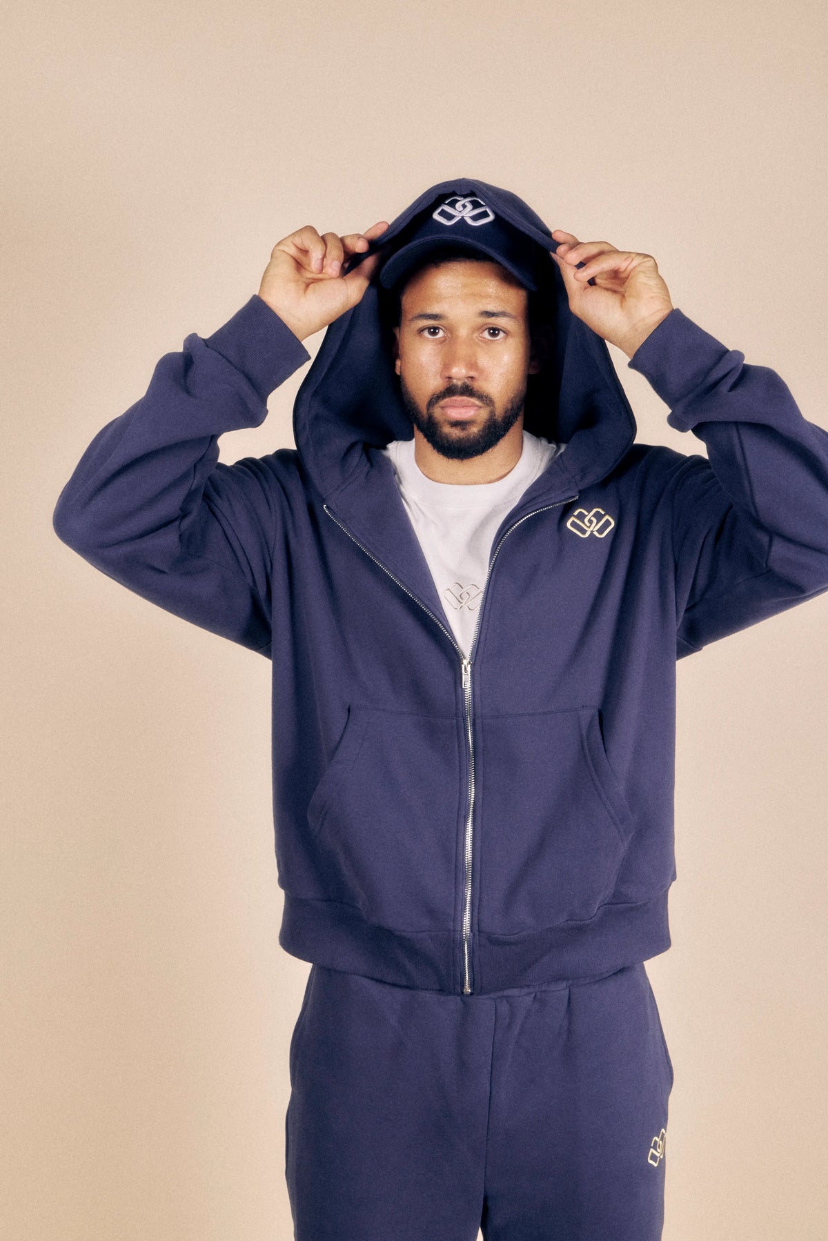 Starrko vlootblou rits-hoodie